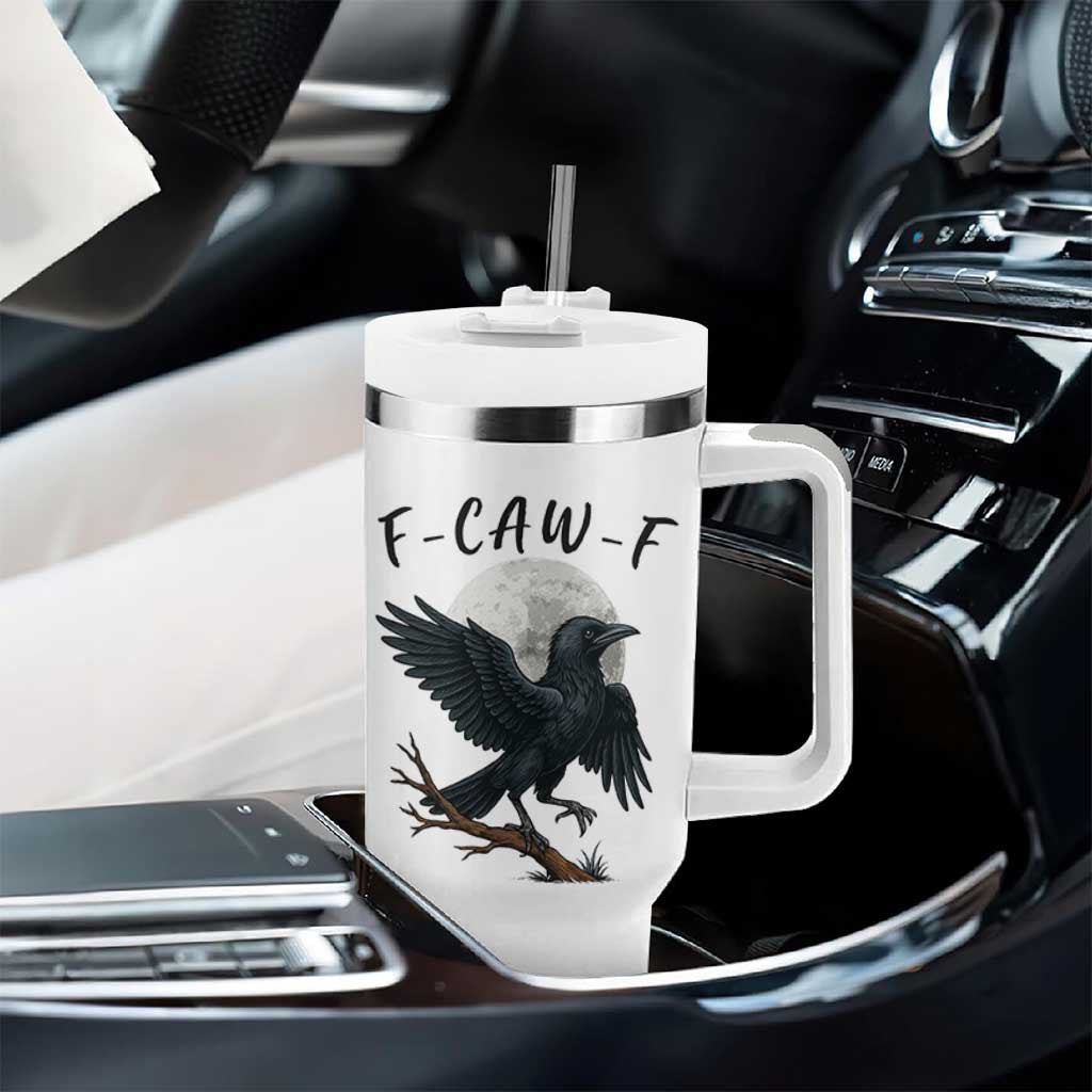 Funny Raven Bird Full Moon Art F Caw F Joke Tumbler With Handle