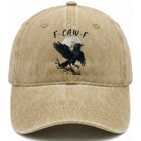 Funny Raven Bird Full Moon Art F Caw F Joke Washed Cotton Baseball Cap