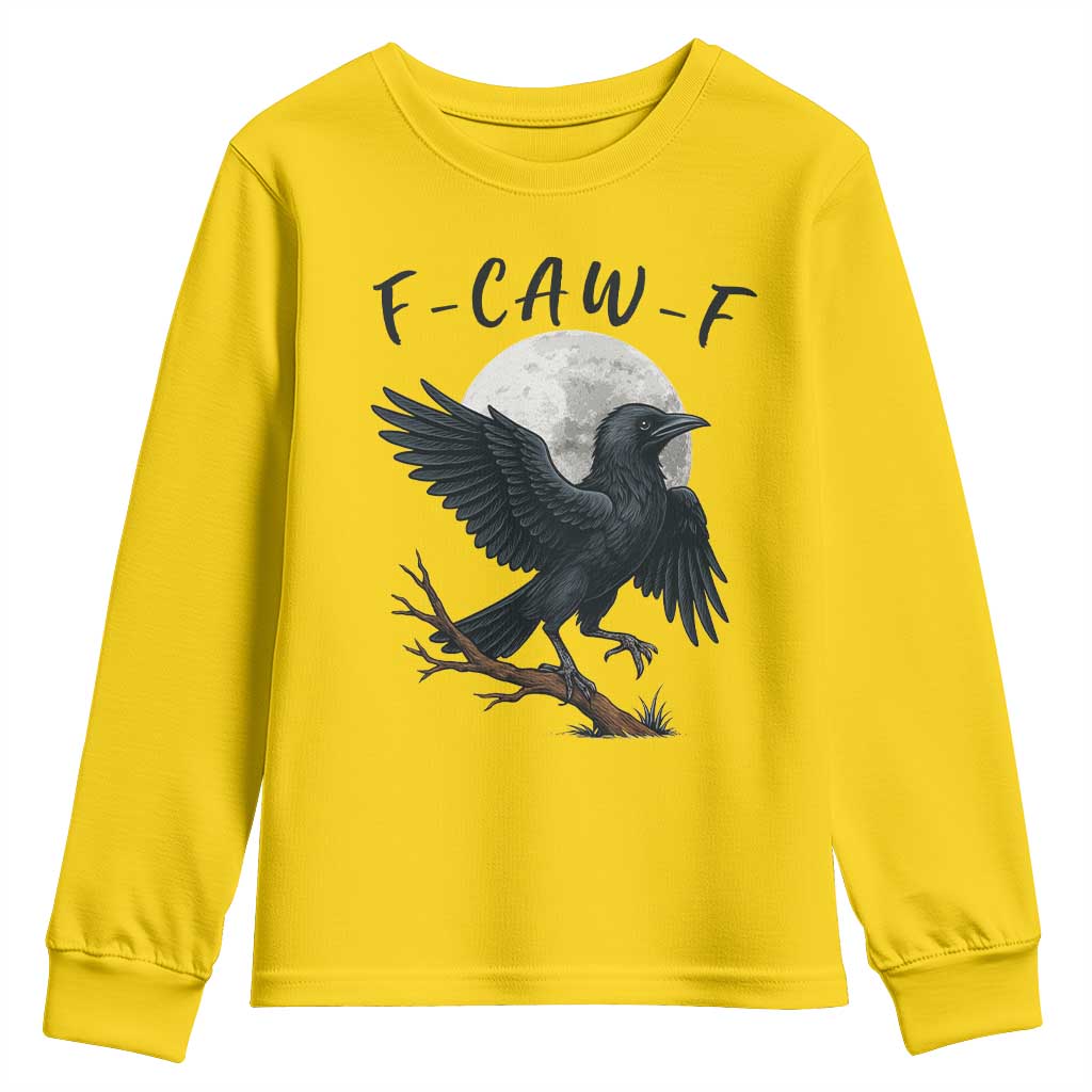 Funny Raven Bird Full Moon Art F Caw F Joke Youth Sweatshirt - Wonder Print Shop