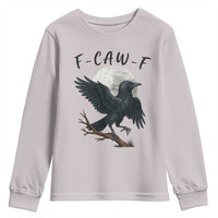 Funny Raven Bird Full Moon Art F Caw F Joke Youth Sweatshirt - Wonder Print Shop