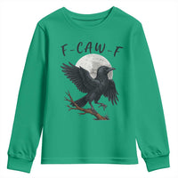 Funny Raven Bird Full Moon Art F Caw F Joke Youth Sweatshirt - Wonder Print Shop