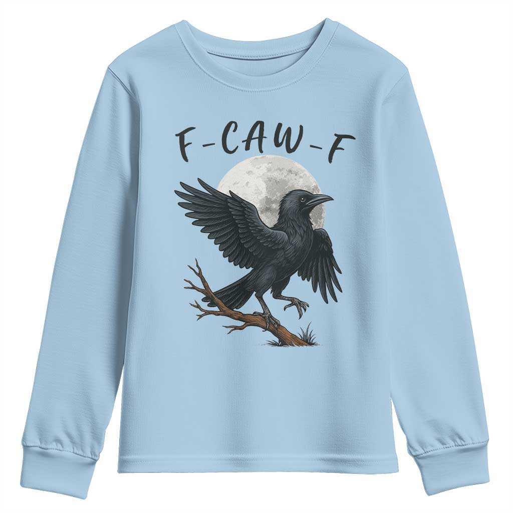 Funny Raven Bird Full Moon Art F Caw F Joke Youth Sweatshirt - Wonder Print Shop