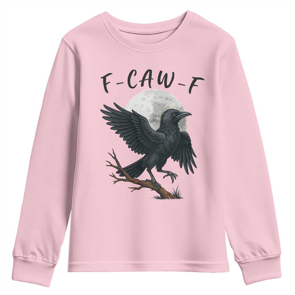 Funny Raven Bird Full Moon Art F Caw F Joke Youth Sweatshirt - Wonder Print Shop