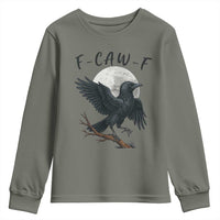 Funny Raven Bird Full Moon Art F Caw F Joke Youth Sweatshirt - Wonder Print Shop