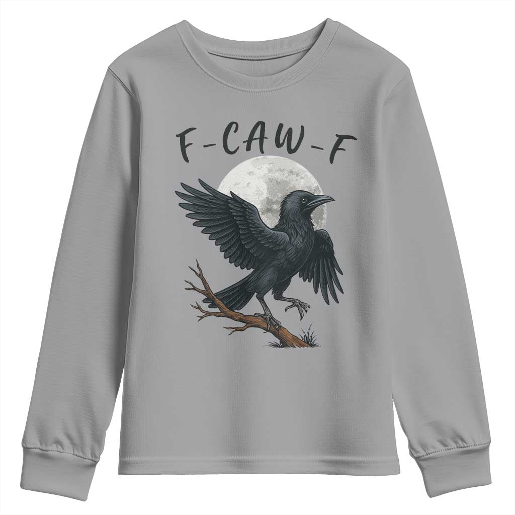 Funny Raven Bird Full Moon Art F Caw F Joke Youth Sweatshirt - Wonder Print Shop