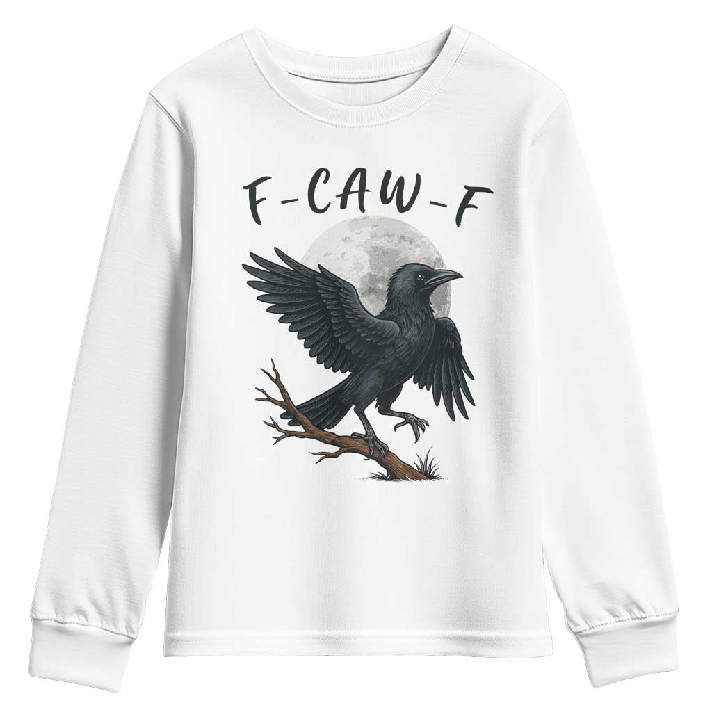 Funny Raven Bird Full Moon Art F Caw F Joke Youth Sweatshirt - Wonder Print Shop