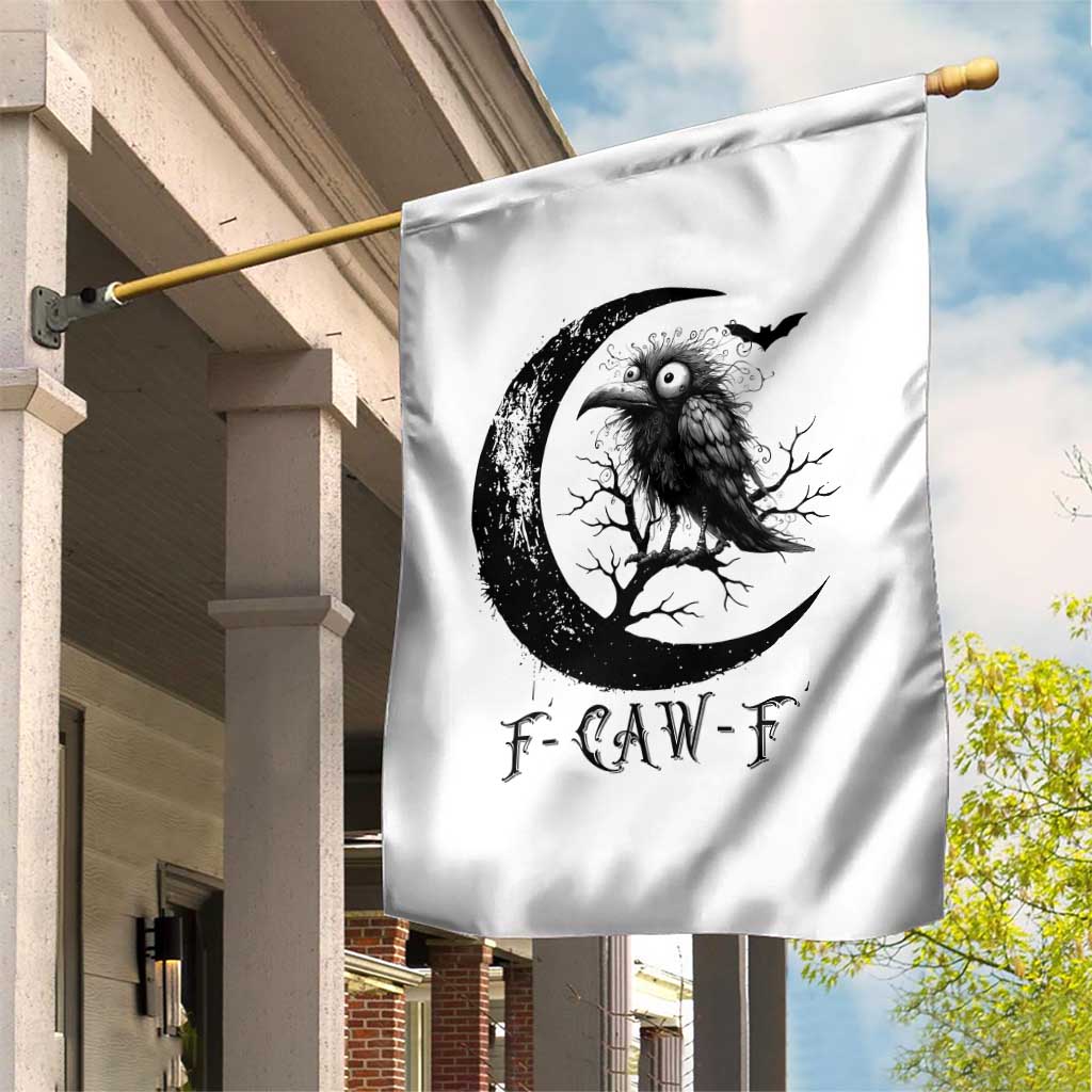 Funny Raven Bird Garden Flag F Caw F Joke Moon Sarcastic Humor Art - Wonder Print Shop