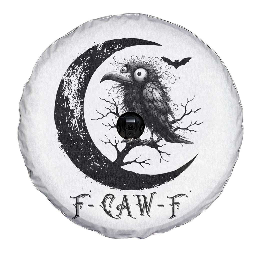 Funny Raven Bird Spare Tire Cover F Caw F Joke Moon Sarcastic Humor Art - Wonder Print Shop