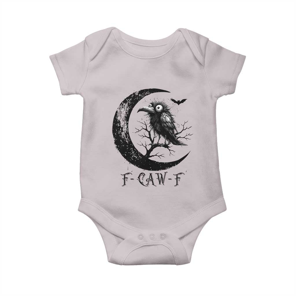 Funny Raven Bird Baby Onesie F Caw F Joke Moon Sarcastic Humor Art - Wonder Print Shop