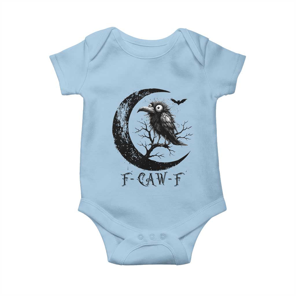 Funny Raven Bird Baby Onesie F Caw F Joke Moon Sarcastic Humor Art - Wonder Print Shop