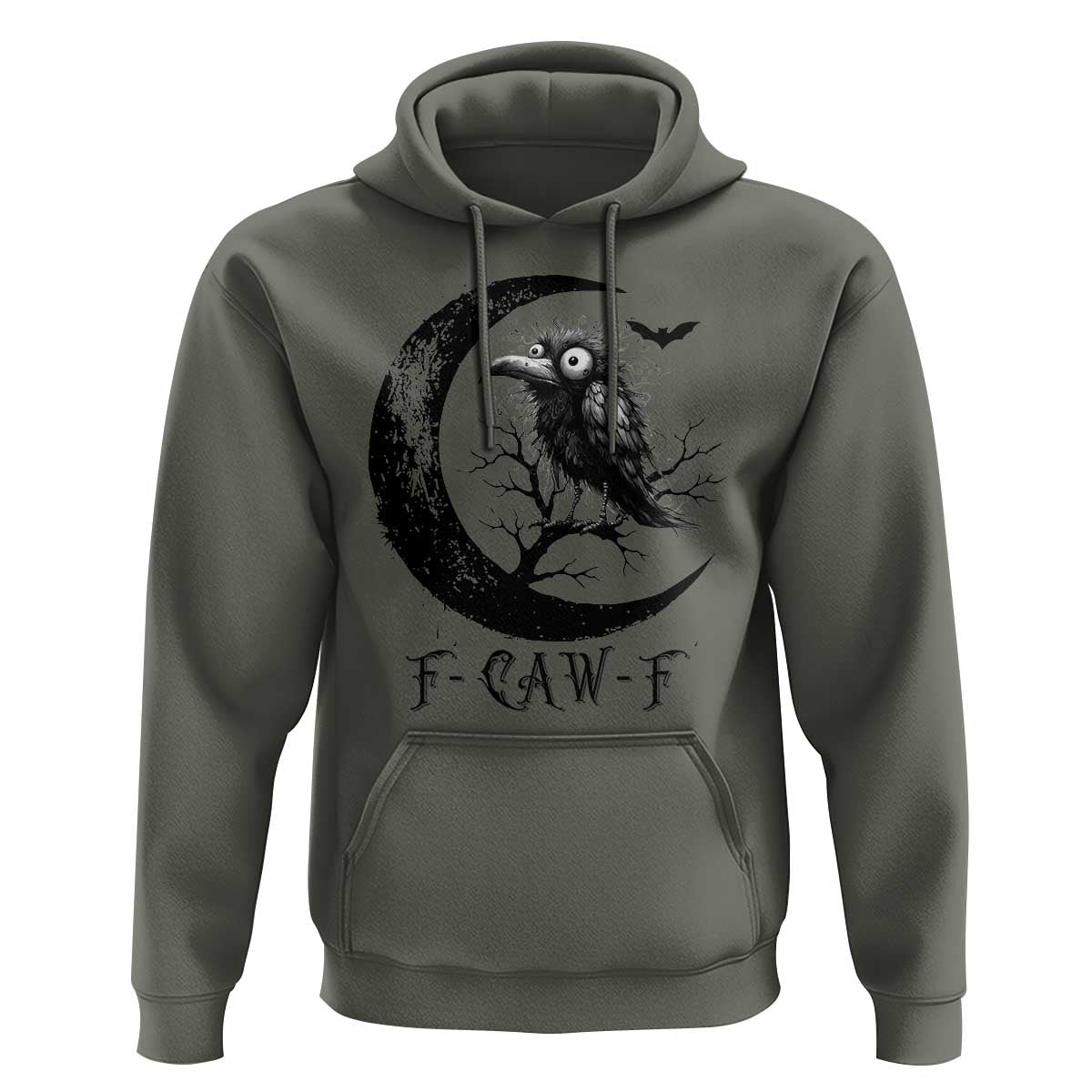 Funny Raven Bird Hoodie F Caw F Joke Moon Sarcastic Humor Art - Wonder Print Shop