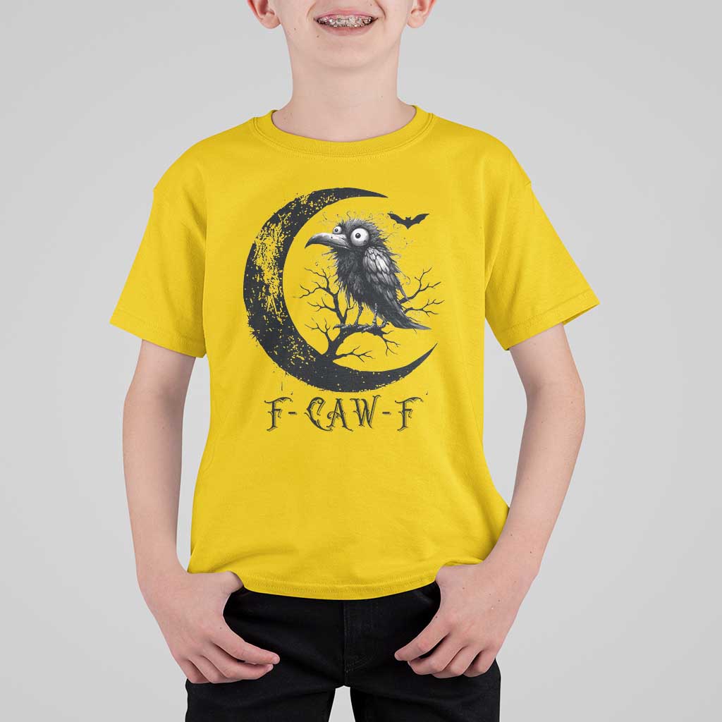 Funny Raven Bird T Shirt For Kid F Caw F Joke Moon Sarcastic Humor Art - Wonder Print Shop