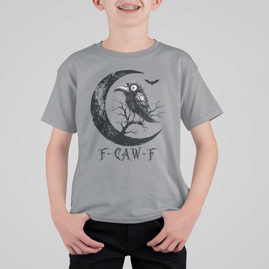 Funny Raven Bird T Shirt For Kid F Caw F Joke Moon Sarcastic Humor Art - Wonder Print Shop