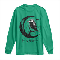 Funny Raven Bird Long Sleeve Shirt F Caw F Joke Moon Sarcastic Humor Art - Wonder Print Shop