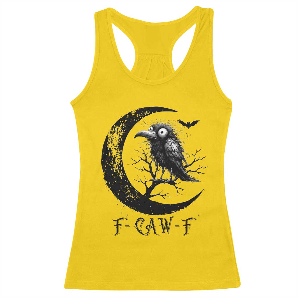 Funny Raven Bird Racerback Tank Top F Caw F Joke Moon Sarcastic Humor Art - Wonder Print Shop