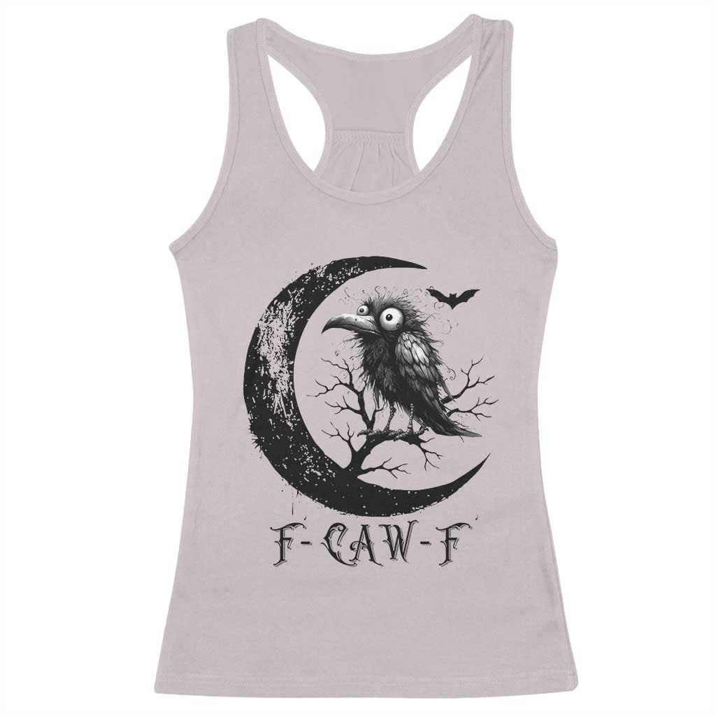 Funny Raven Bird Racerback Tank Top F Caw F Joke Moon Sarcastic Humor Art - Wonder Print Shop