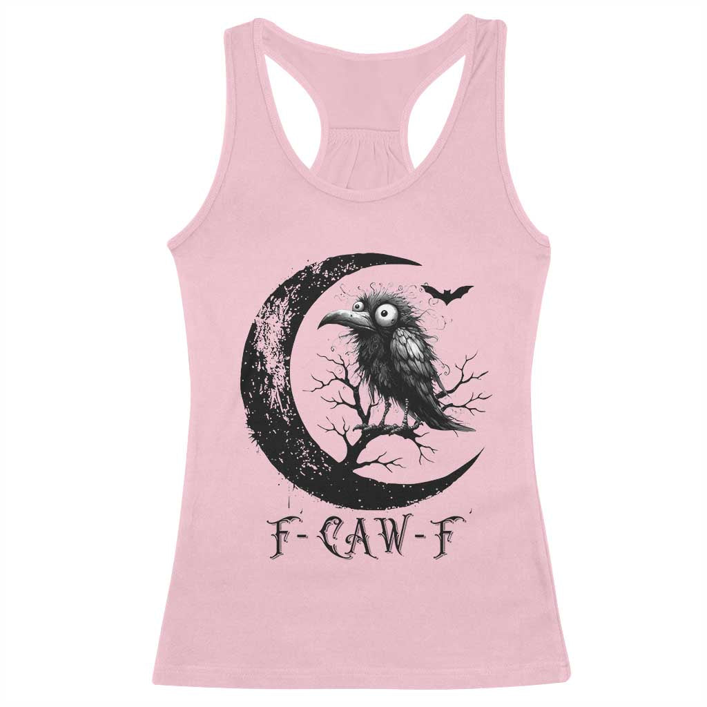 Funny Raven Bird Racerback Tank Top F Caw F Joke Moon Sarcastic Humor Art - Wonder Print Shop