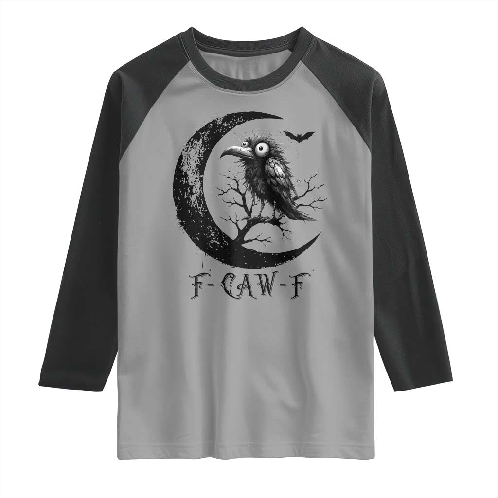 Funny Raven Bird Raglan Shirt F Caw F Joke Moon Sarcastic Humor Art - Wonder Print Shop