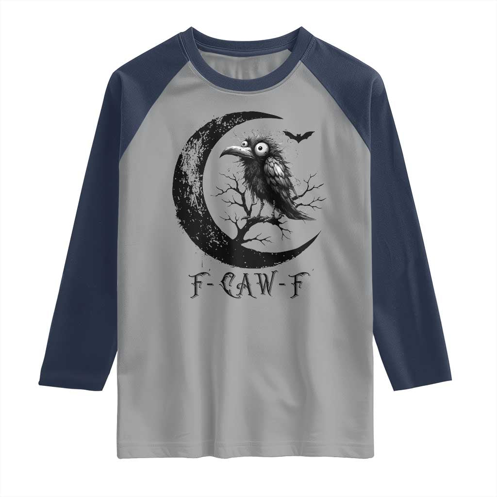 Funny Raven Bird Raglan Shirt F Caw F Joke Moon Sarcastic Humor Art - Wonder Print Shop