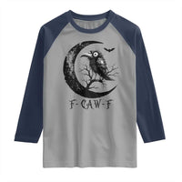 Funny Raven Bird Raglan Shirt F Caw F Joke Moon Sarcastic Humor Art - Wonder Print Shop
