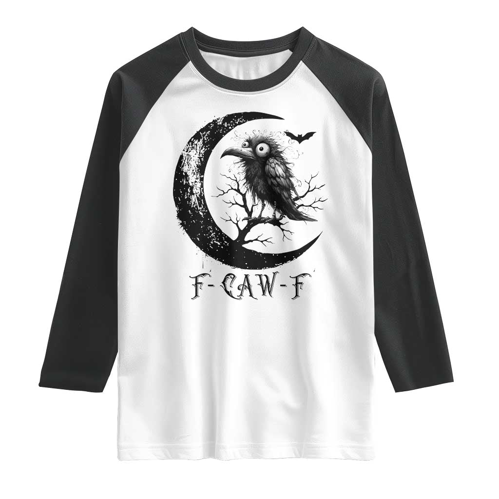 Funny Raven Bird Raglan Shirt F Caw F Joke Moon Sarcastic Humor Art - Wonder Print Shop