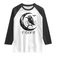 Funny Raven Bird Raglan Shirt F Caw F Joke Moon Sarcastic Humor Art - Wonder Print Shop