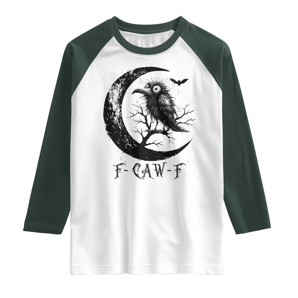 Funny Raven Bird Raglan Shirt F Caw F Joke Moon Sarcastic Humor Art - Wonder Print Shop