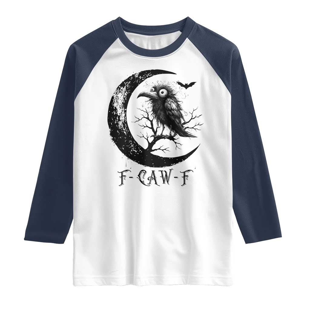 Funny Raven Bird Raglan Shirt F Caw F Joke Moon Sarcastic Humor Art - Wonder Print Shop