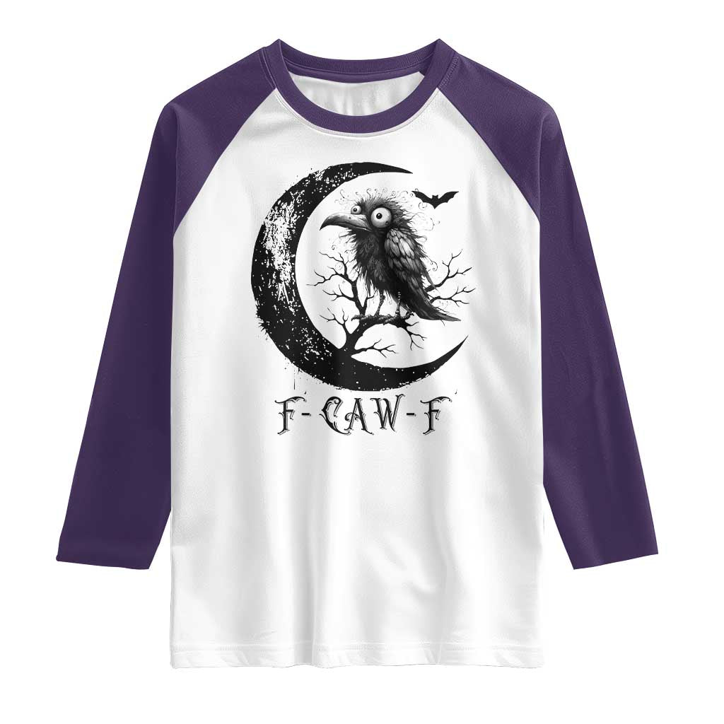 Funny Raven Bird Raglan Shirt F Caw F Joke Moon Sarcastic Humor Art - Wonder Print Shop