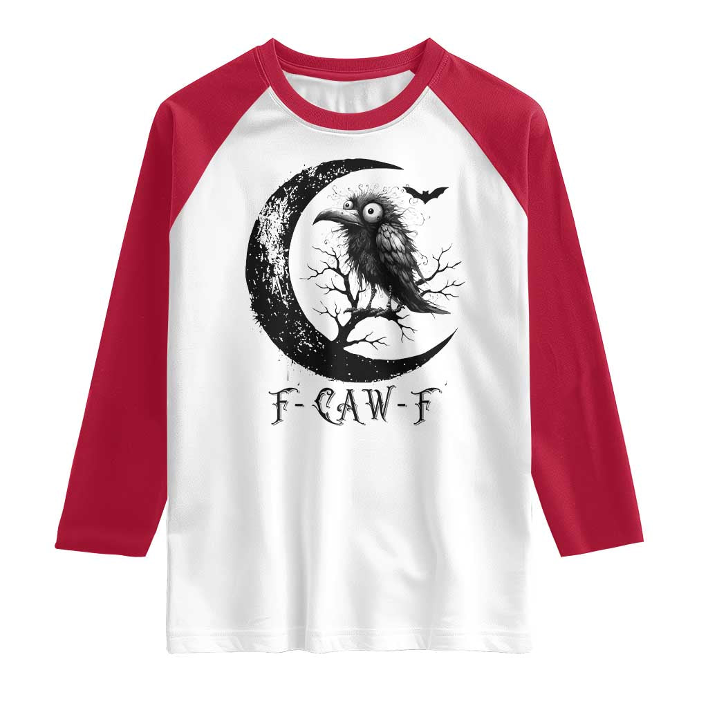Funny Raven Bird Raglan Shirt F Caw F Joke Moon Sarcastic Humor Art - Wonder Print Shop