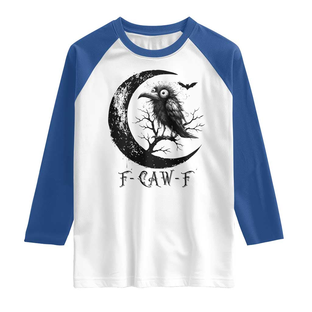 Funny Raven Bird Raglan Shirt F Caw F Joke Moon Sarcastic Humor Art - Wonder Print Shop