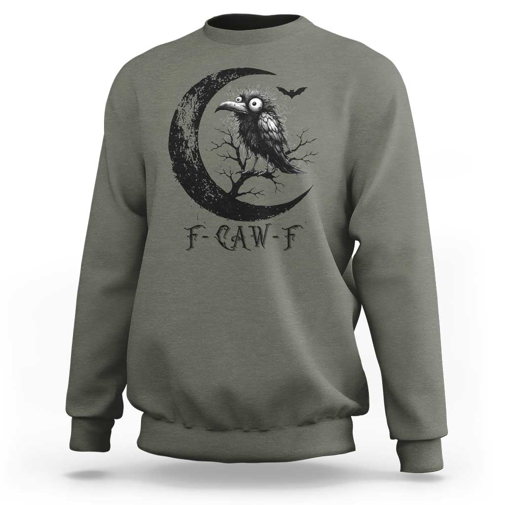 Funny Raven Bird Sweatshirt F Caw F Joke Moon Sarcastic Humor Art - Wonder Print Shop