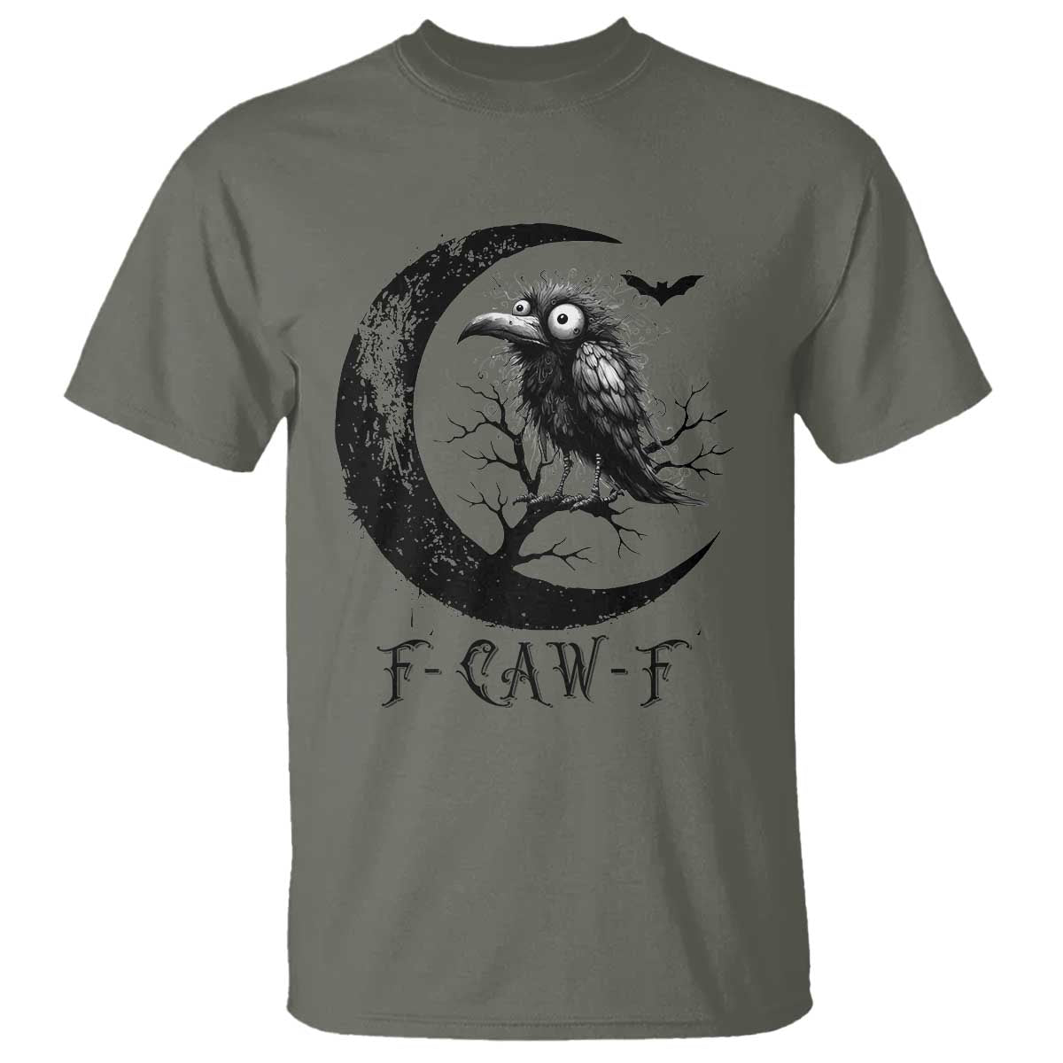Funny Raven Bird T Shirt F Caw F Joke Moon Sarcastic Humor Art - Wonder Print Shop