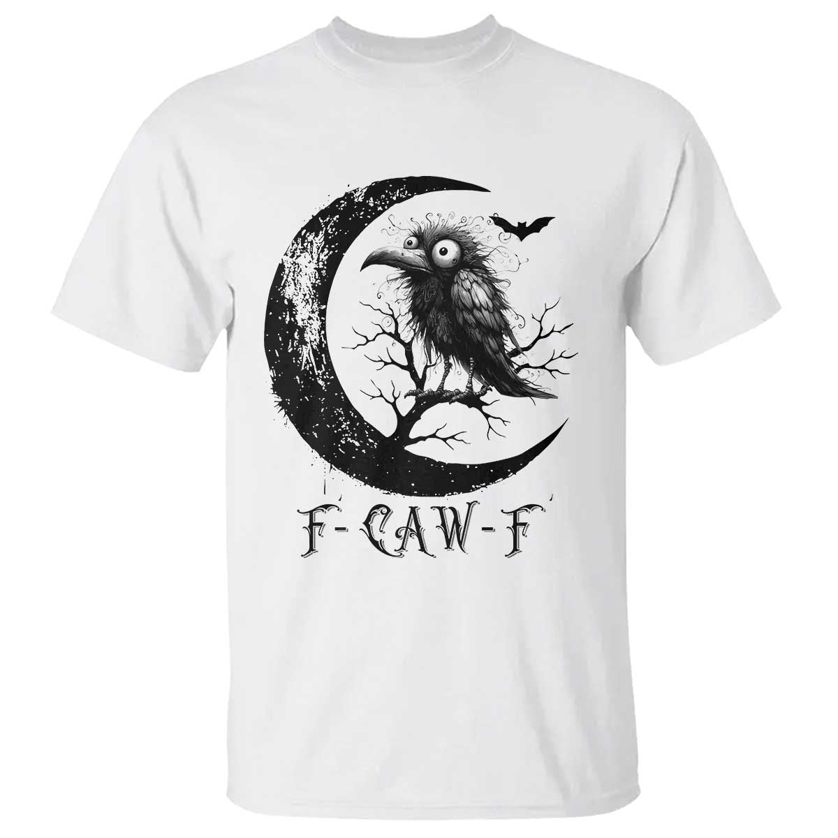 Funny Raven Bird T Shirt F Caw F Joke Moon Sarcastic Humor Art - Wonder Print Shop