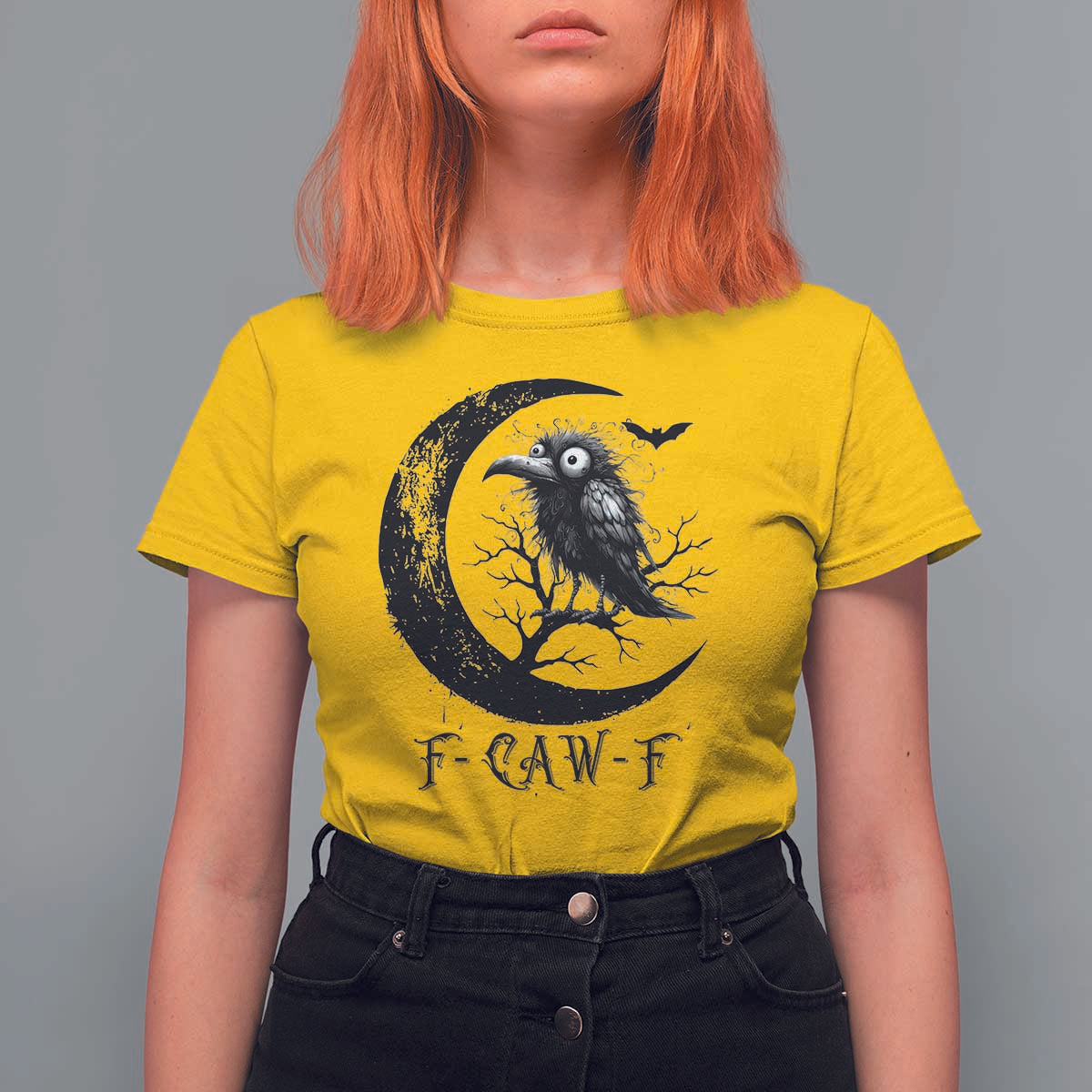 Funny Raven Bird T Shirt For Women F Caw F Joke Moon Sarcastic Humor Art - Wonder Print Shop