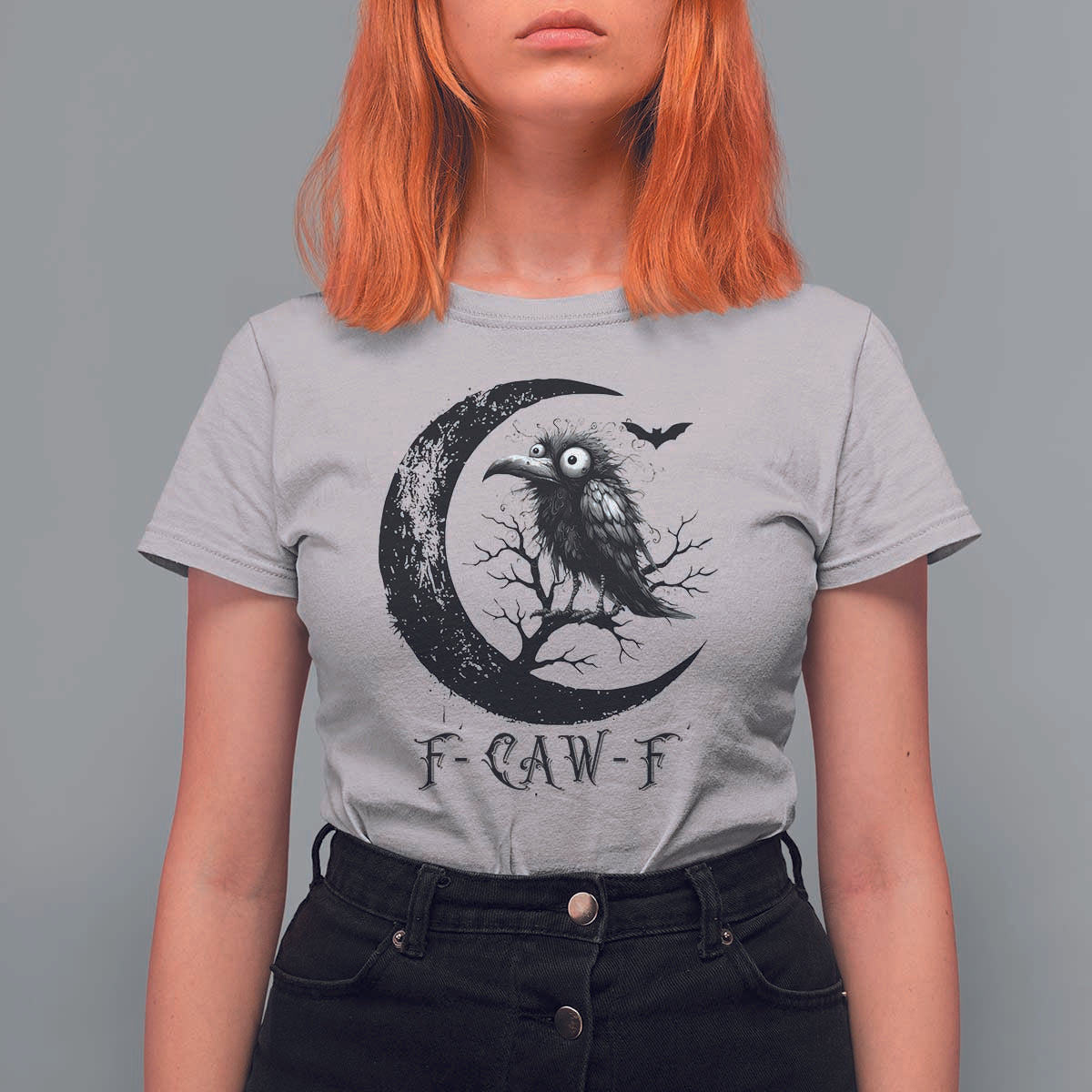 Funny Raven Bird T Shirt For Women F Caw F Joke Moon Sarcastic Humor Art - Wonder Print Shop