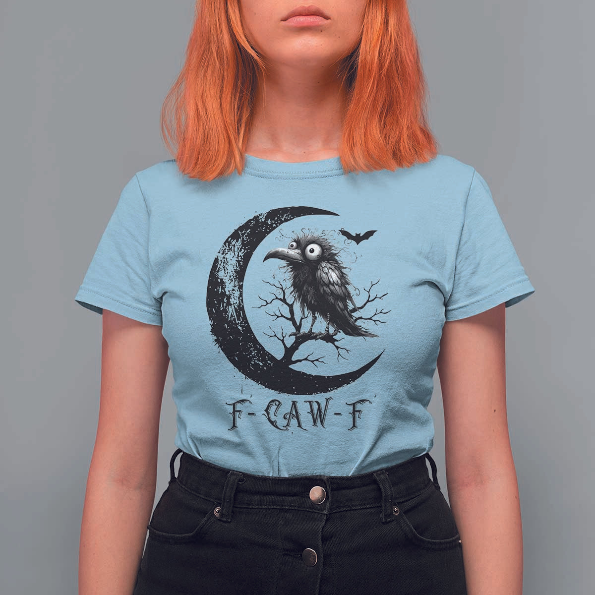 Funny Raven Bird T Shirt For Women F Caw F Joke Moon Sarcastic Humor Art - Wonder Print Shop