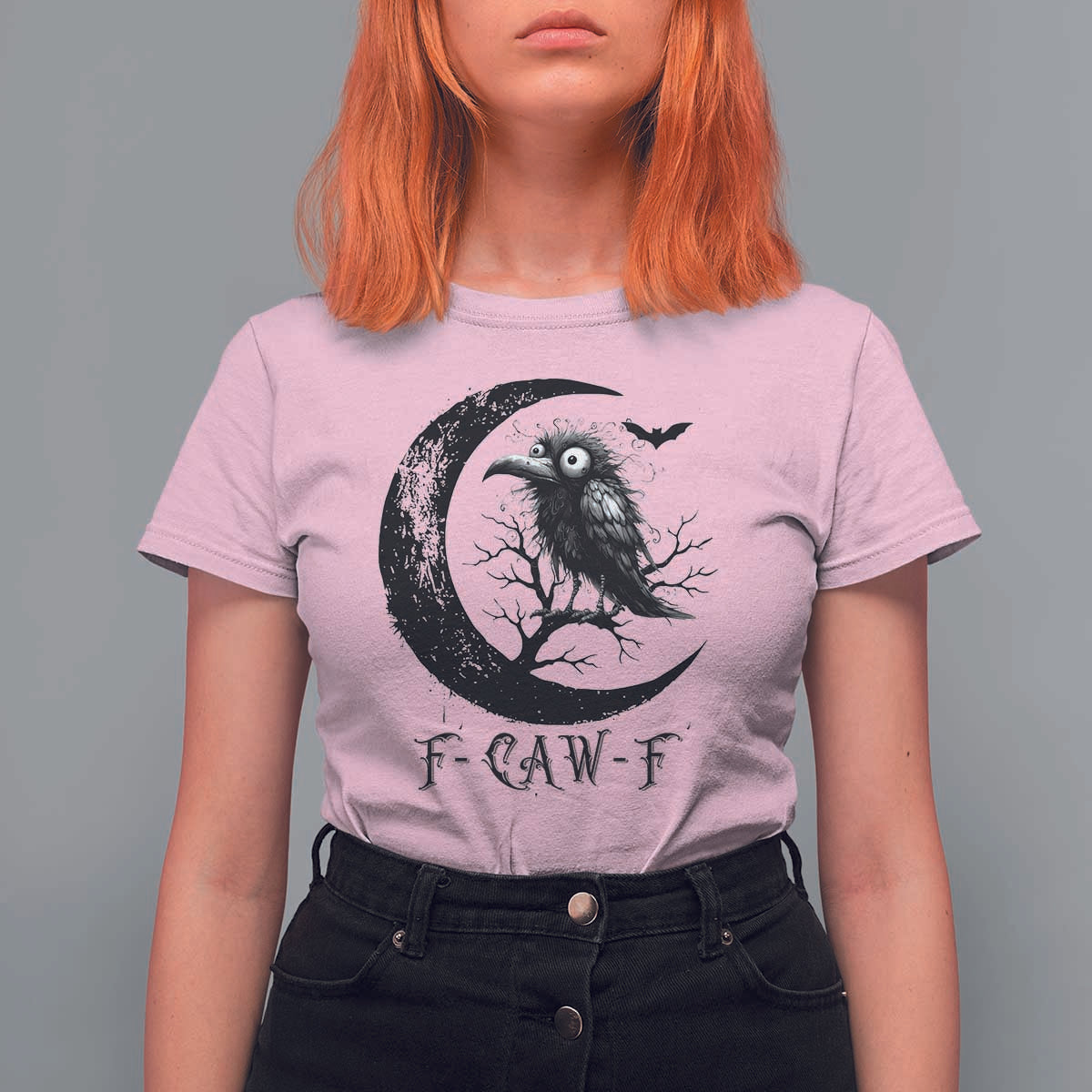 Funny Raven Bird T Shirt For Women F Caw F Joke Moon Sarcastic Humor Art - Wonder Print Shop