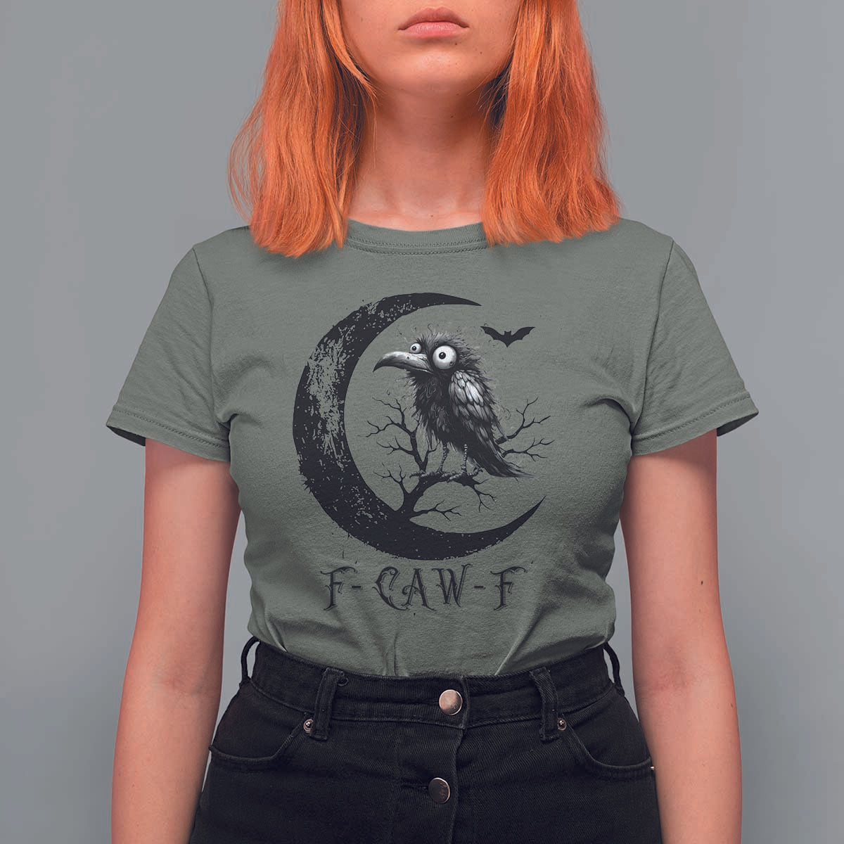 Funny Raven Bird T Shirt For Women F Caw F Joke Moon Sarcastic Humor Art - Wonder Print Shop