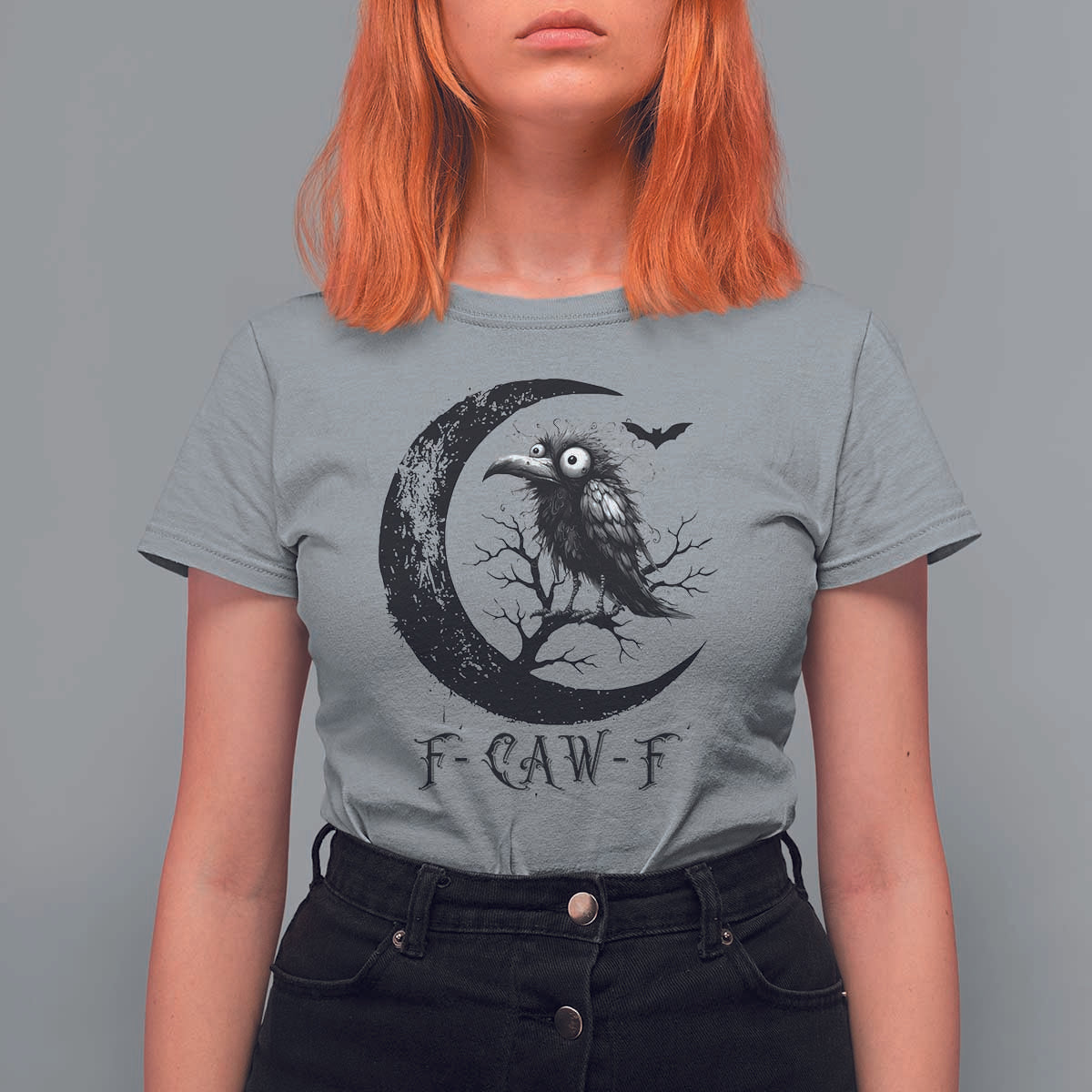 Funny Raven Bird T Shirt For Women F Caw F Joke Moon Sarcastic Humor Art - Wonder Print Shop