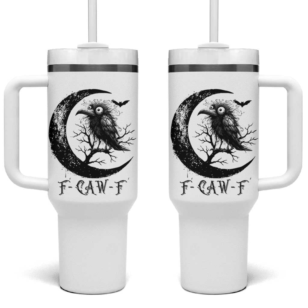 Funny Raven Bird Tumbler With Handle F Caw F Joke Moon Sarcastic Humor Art