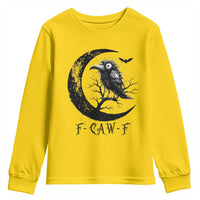 Funny Raven Bird Youth Sweatshirt F Caw F Joke Moon Sarcastic Humor Art - Wonder Print Shop