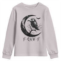 Funny Raven Bird Youth Sweatshirt F Caw F Joke Moon Sarcastic Humor Art - Wonder Print Shop