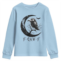 Funny Raven Bird Youth Sweatshirt F Caw F Joke Moon Sarcastic Humor Art - Wonder Print Shop