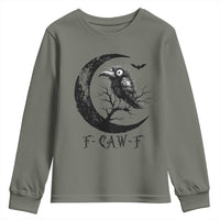 Funny Raven Bird Youth Sweatshirt F Caw F Joke Moon Sarcastic Humor Art - Wonder Print Shop