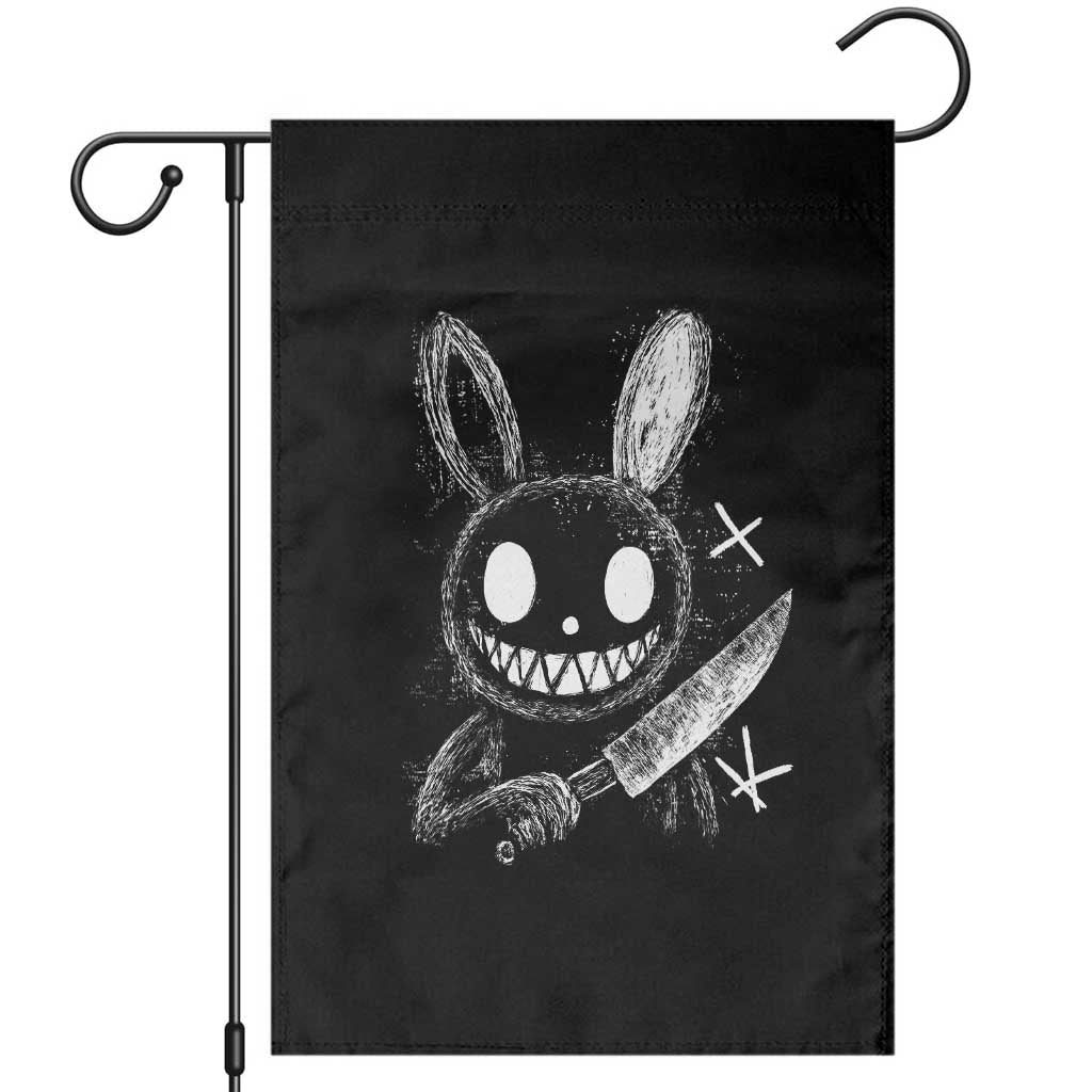 Funny Creepy Bunny With Knife Garden Flag Cute Horror Aesthetic - Wonder Print Shop