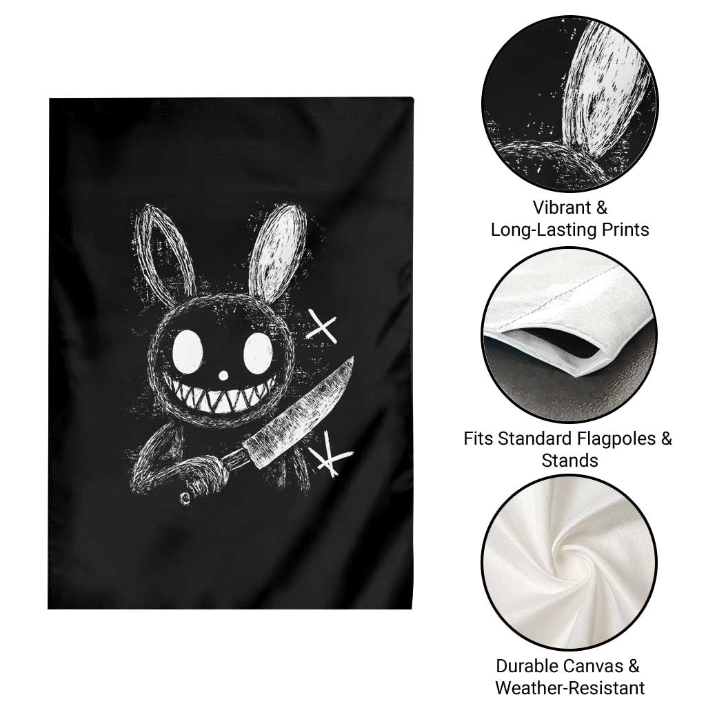 Funny Creepy Bunny With Knife Garden Flag Cute Horror Aesthetic - Wonder Print Shop