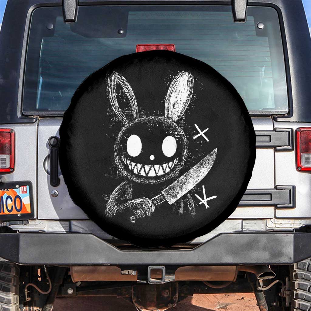 Funny Creepy Bunny With Knife Spare Tire Cover Cute Horror Aesthetic - Wonder Print Shop