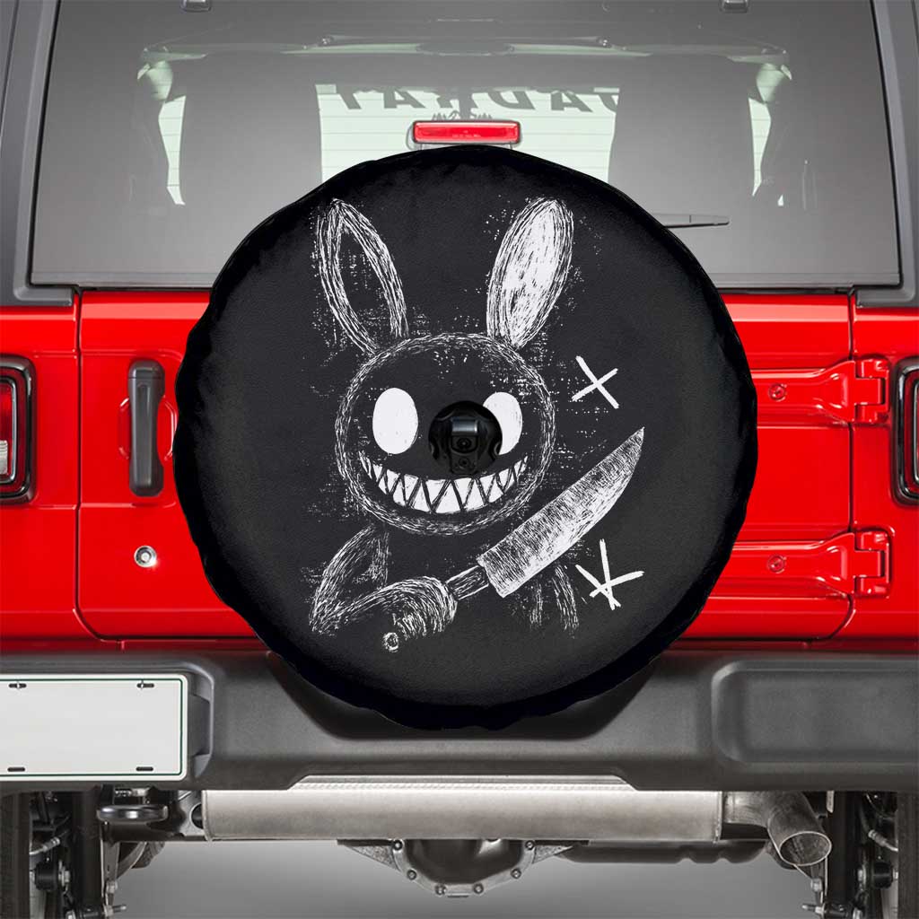 Funny Creepy Bunny With Knife Spare Tire Cover Cute Horror Aesthetic - Wonder Print Shop