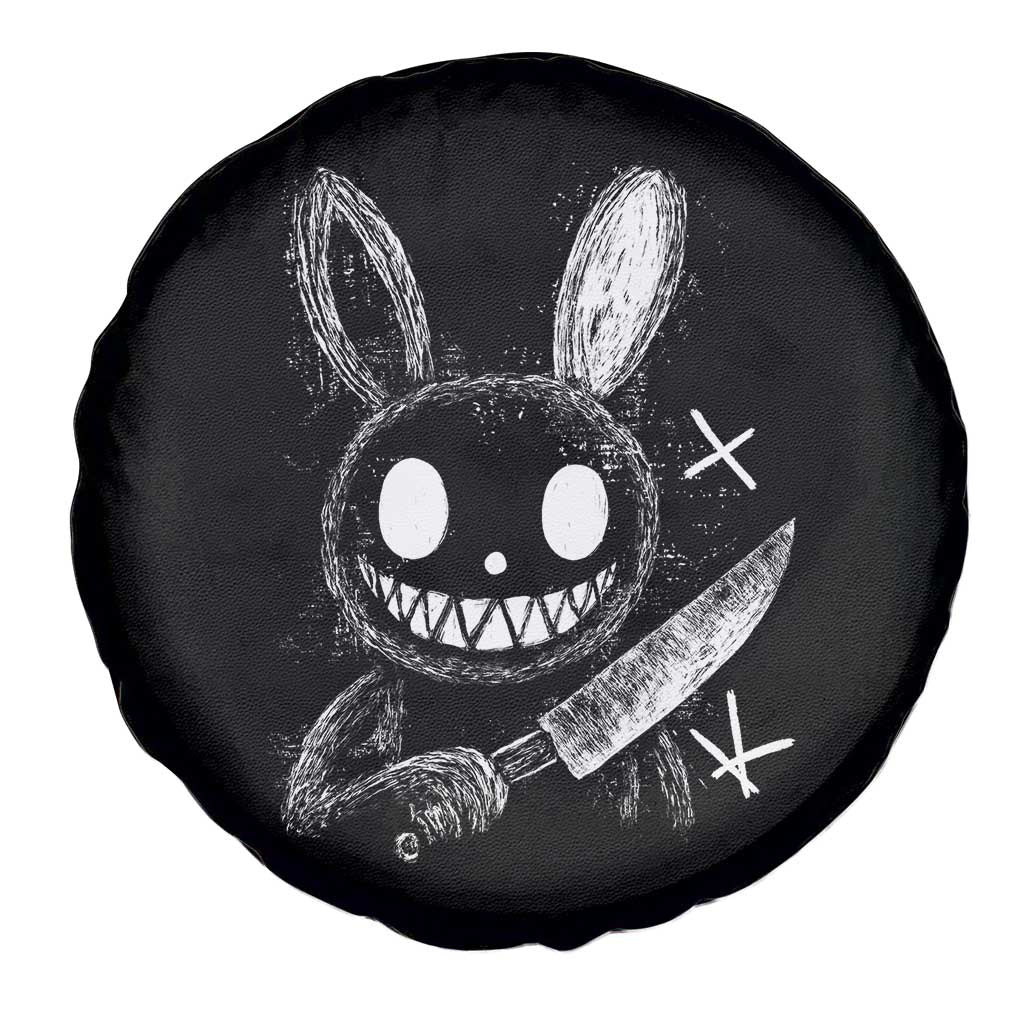 Funny Creepy Bunny With Knife Spare Tire Cover Cute Horror Aesthetic - Wonder Print Shop
